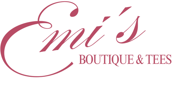 Logo of Emi's Boutique & Tees with a stylized 'Emi' and text on a white background